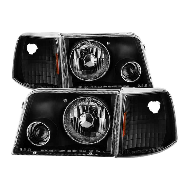 Spyder, 9029387 Xtune Ford Ranger 93-97 phares projecteurs avec feux d'angle noir PRO-JH-FR93-SET-BK